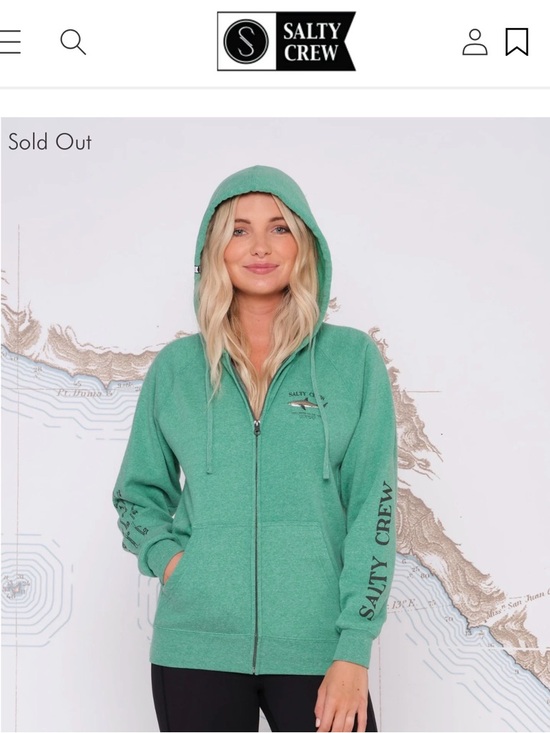 Salty Crew Other - Salty Crew — Boyfriend Fit Green Full-Zip Hooded Sweatshirt — Size XL — NWT